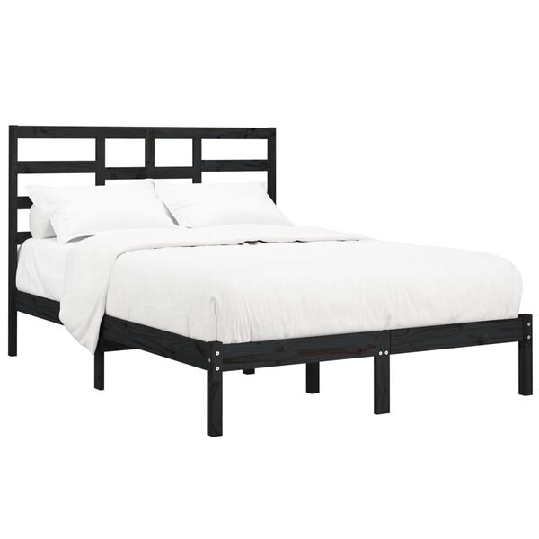 vidaXL Cadre de lit sans matelas noir bois massif 140x190 cm