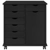 vidaXL Cabinet roulant Noir 63,5 x 39 x 65,5 cm Bois de Pin Massif