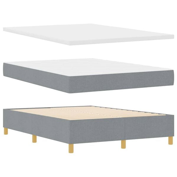 vidaXL Lit &agrave; ressorts avec matelas Gris clair 140 x 200 cm tissu
