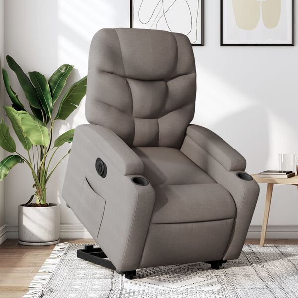 vidaXL Fauteuil inclinable &eacute;lectrique taupe tissu