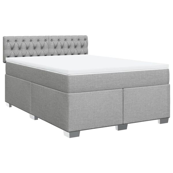vidaXL Sommier &agrave; lattes de lit avec matelas Gris clair 140x200cm Tissu