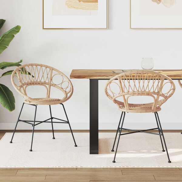 vidaXL Chaise de salle &agrave; manger 2 pcs Naturel 49 x 51 x 81 cm