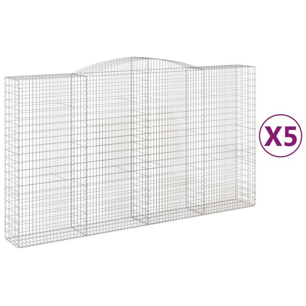vidaXL Paniers à gabions arqués 5 pcs 400x50x220/240 cm Fer galvanisé