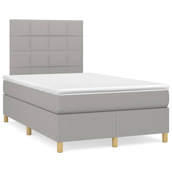 vidaXL Sommier &agrave; lattes de lit avec matelas Gris clair 120x200cm Tissu