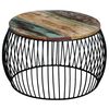 vidaXL Table basse ronde 68x37 cm Bois de r&eacute;cup&eacute;ration massif