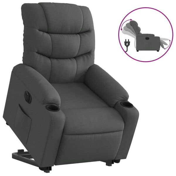 vidaXL Fauteuil inclinable &eacute;lectrique gris fonc&eacute; tissu