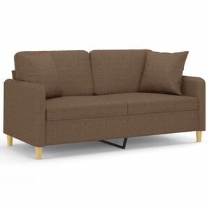 vidaXL Canap&eacute; 2 places avec oreillers d&eacute;coratifs marron 140 cm tissu