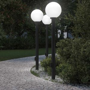 vidaXL Bornes lumineuses avec d&eacute;tecteur et prise lot de 3 120 cm noir IP44