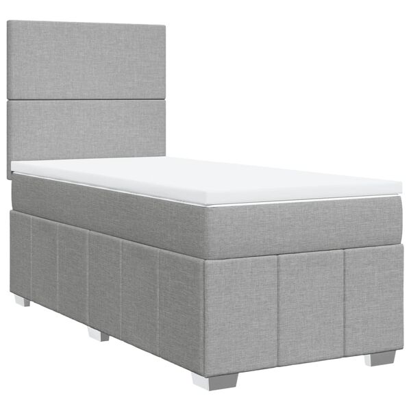 vidaXL Sommier &agrave; lattes de lit avec matelas Gris clair 100x200cm Tissu