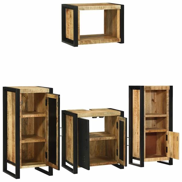 vidaXL Ensemble de mobilier de salle de bain 4 pcs Bois Recycl&eacute; Solide