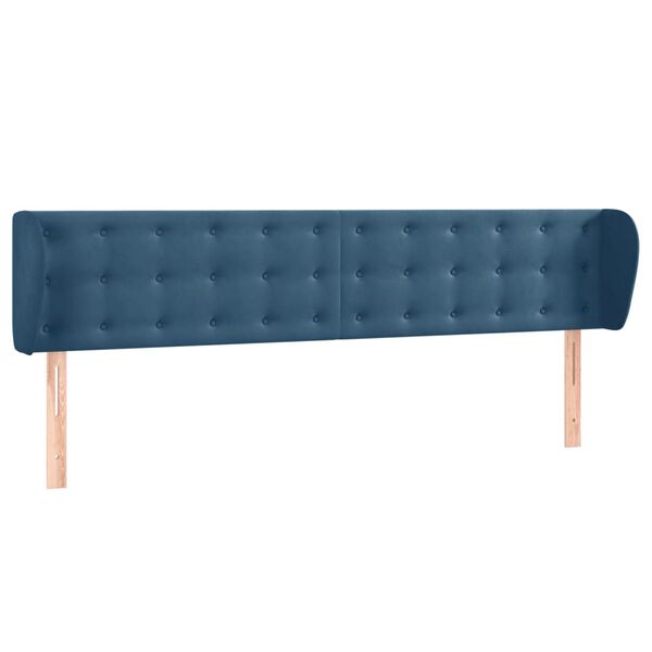 vidaXL T&ecirc;te de lit avec oreilles Bleu fonc&eacute; 163x23x78/88 cm Velours
