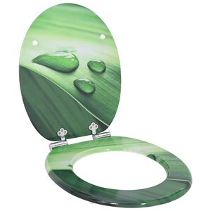 vidaXL Si&egrave;ge de toilette &agrave; fermeture douce Goutte verte 44 x 38 cm