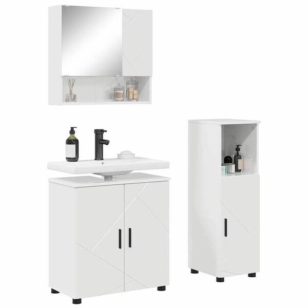 vidaXL Ensemble de mobilier de salle de bain 3 pcs Blanc brillant