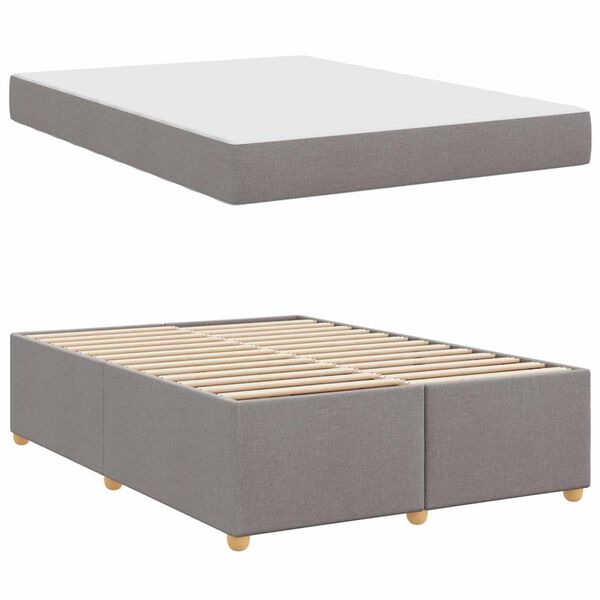 vidaXL Cadre de lit avec matelas Taupe 140 x 200 cm tissu