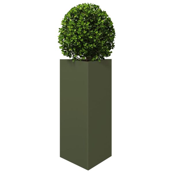 vidaXL Jardini&egrave;res 2 pcs vert olive triangulaire 40x34,5x70 cm acier