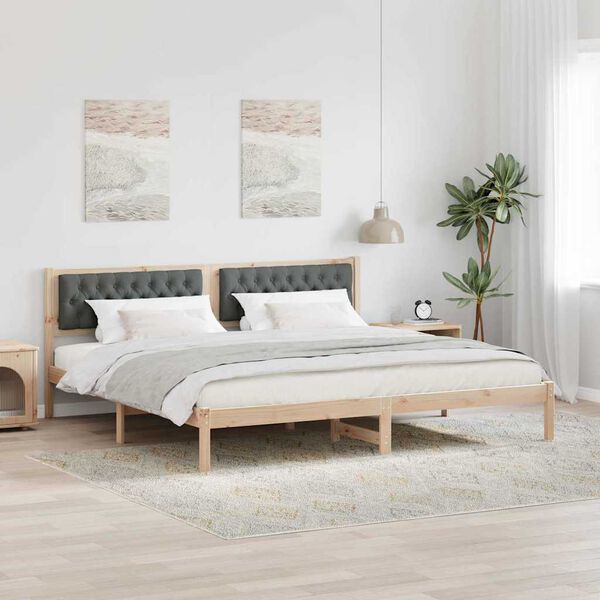 vidaXL Cadre de lit Gris fonc&eacute; 200 x 200 cm Pin massif