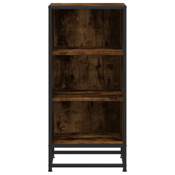 vidaXL Buffet ch&ecirc;ne fum&eacute; 35,5x35x76 cm bois d'ing&eacute;nierie et m&eacute;tal