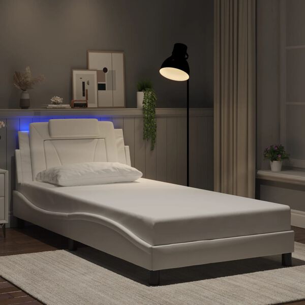 vidaXL Cadre de lit Viana avec LED sans matelas blanc 100x203 cm