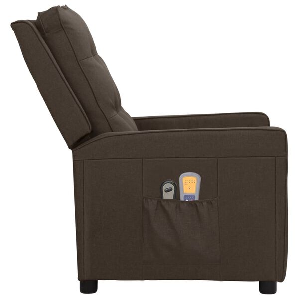 vidaXL Fauteuil électrique de massage Marron foncé Tissu