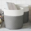 vidaXL Paniers de rangement 2 pcs gris et blanc &Oslash;28x28 cm coton
