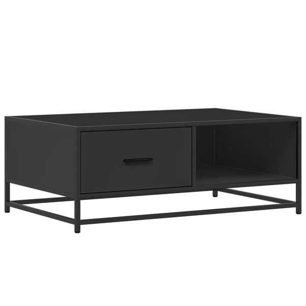 vidaXL Table basse noir 90x57x35 cm bois d'ing&eacute;nierie et m&eacute;tal