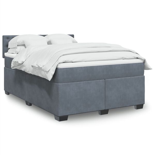 vidaXL Sommier &agrave; lattes de lit et matelas Gris fonc&eacute; 140x190cm Velours