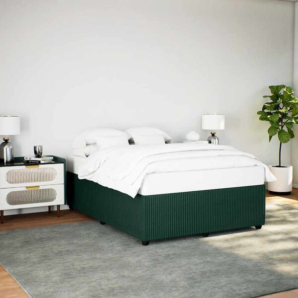 vidaXL Cadre de lit sans matelas vert fonc&eacute; 140x190 cm velours