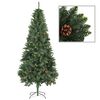 vidaXL Arbre de No&euml;l artificiel pr&eacute;-&eacute;clair&eacute;/boules pommes de pin 210cm