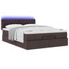 vidaXL Lit ottoman avec matelas et LED marron fonc&eacute; 140x190 cm tissu