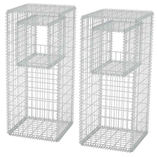 vidaXL Jardinière/Poteau de panier gabion 2 pcs Acier 50x50x120 cm