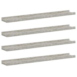 vidaXL &Eacute;tag&egrave;res murales 4 pcs Gris b&eacute;ton 80x9x3 cm