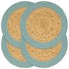vidaXL Napperons 4 pcs Naturel et vert 38 cm Jute et coton