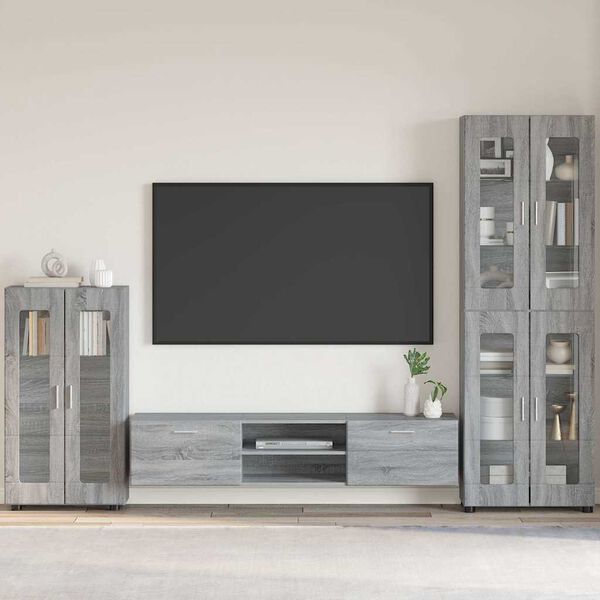 vidaXL Buffet FLORIN Gris Sonoma 55,5 x 29 x 103 cm Bois d'ing&eacute;nierie