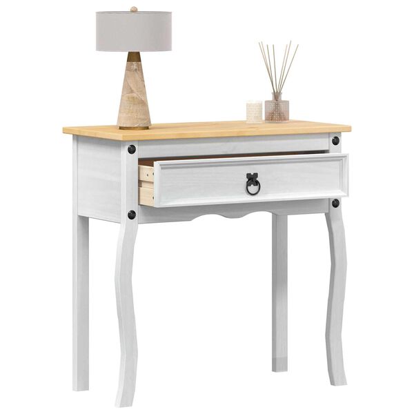 vidaXL Table console avec tiroir Blanc 73 x 35 x 73 cm Pin massif