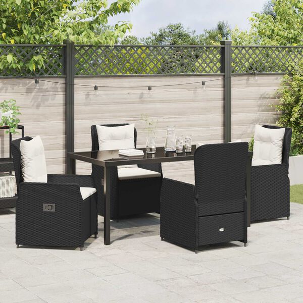 vidaXL Ensemble de salle &agrave; manger pour jardin 5 pcs Noir polyrotin