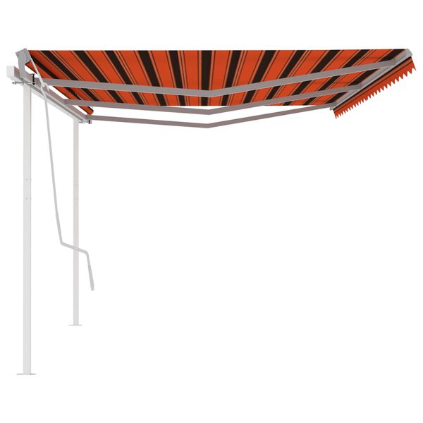 vidaXL Auvent manuel r&eacute;tractable avec poteaux 6x3,5 m Orange et marron