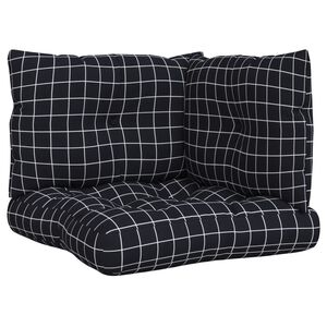 vidaXL Coussins de palette lot de 3 motif &agrave; carreaux noir tissu Oxford