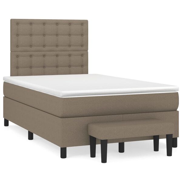 vidaXL Sommier &agrave; lattes de lit avec matelas taupe 120x190 cm tissu