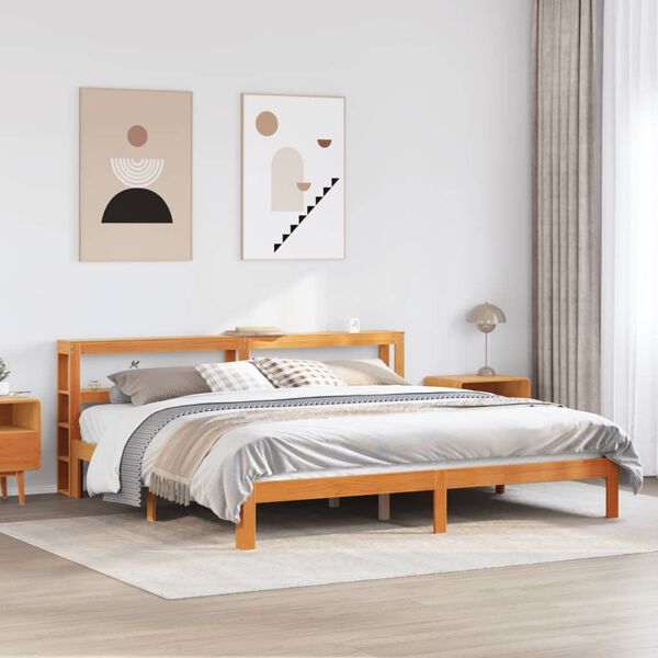 vidaXL Cadre de lit sans matelas cire marron 180x200cm bois pin massif