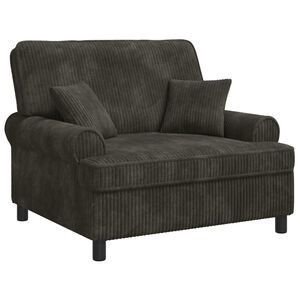 vidaXL Fauteuil XXL avec coussins Marron fonc&eacute; Tissu &agrave; 1,5 lignes