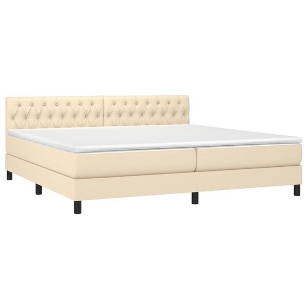 vidaXL Sommier &agrave; lattes de lit avec matelas Cr&egrave;me 200x200 cm Tissu
