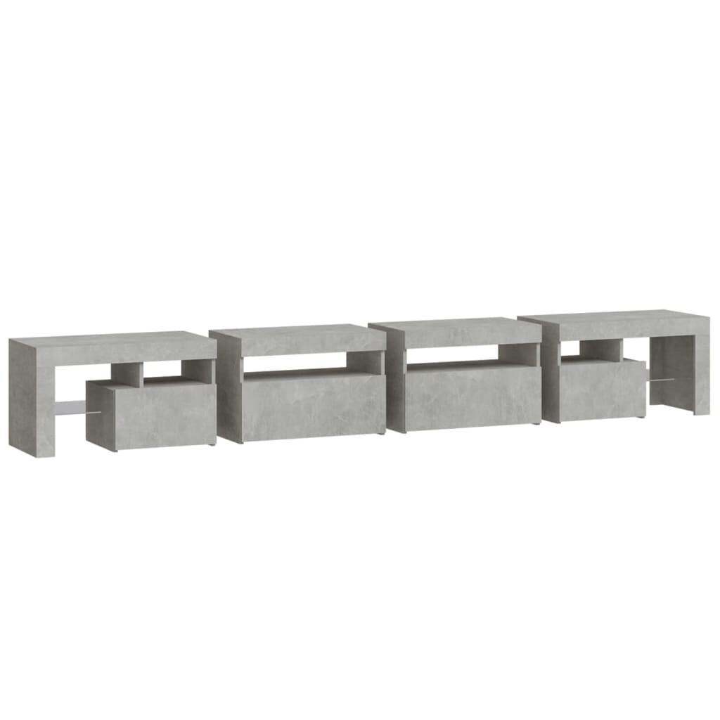 vidaXL Meuble TV avec lumières LED Gris béton 260x36,5x40 cm
