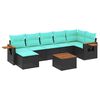 vidaXL Salon de jardin 8 pcs avec coussins noir r&eacute;sine tress&eacute;e