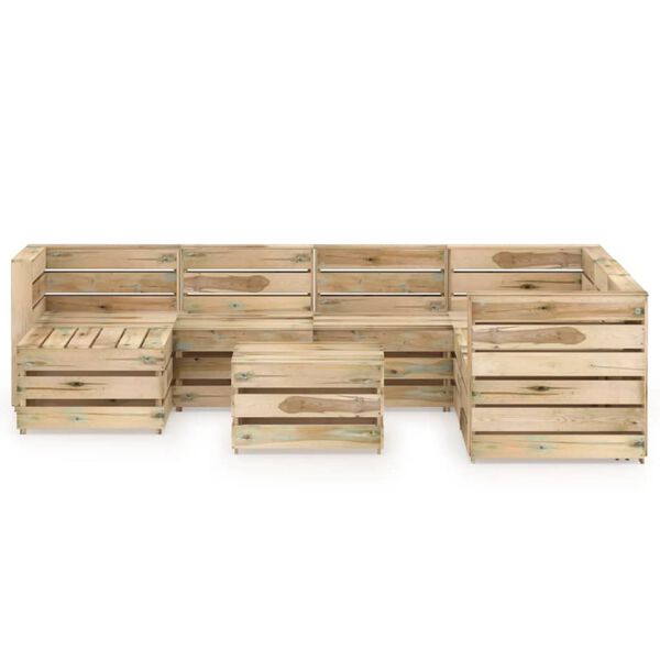vidaXL Salon de jardin 8 pcs Bois de pin impr&eacute;gn&eacute; de vert