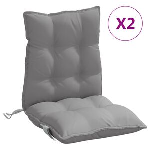 vidaXL Coussins de chaise &agrave; dossier bas lot de 2 gris tissu oxford