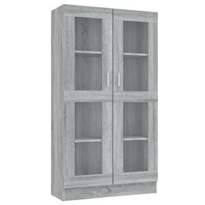 vidaXL Armoire &agrave; vitrine Sonoma gris 82,5x30,5x150cm Bois d'ing&eacute;nierie