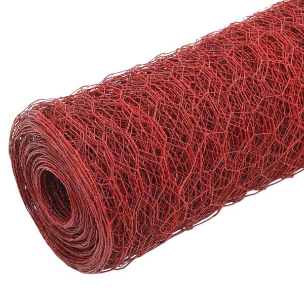 vidaXL Grillage Acier avec rev&ecirc;tement en PVC 25x1,5 m Rouge