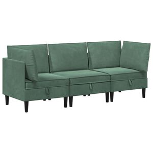 vidaXL Ensemble de meubles pour le salon 3 pc Vert Mer Velours