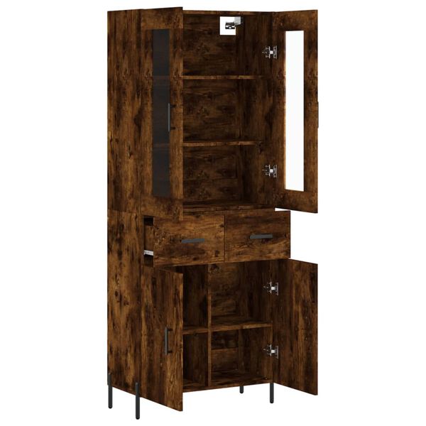 vidaXL Buffet haut Ch&ecirc;ne fum&eacute; 69,5x34x180 cm Bois d'ing&eacute;nierie