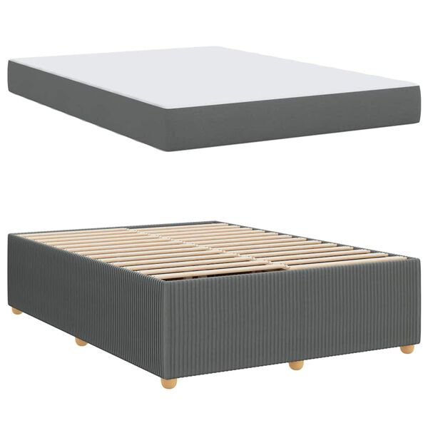 vidaXL Cadre de lit avec matelas Gris fonc&eacute; 140 x 200 cm tissu